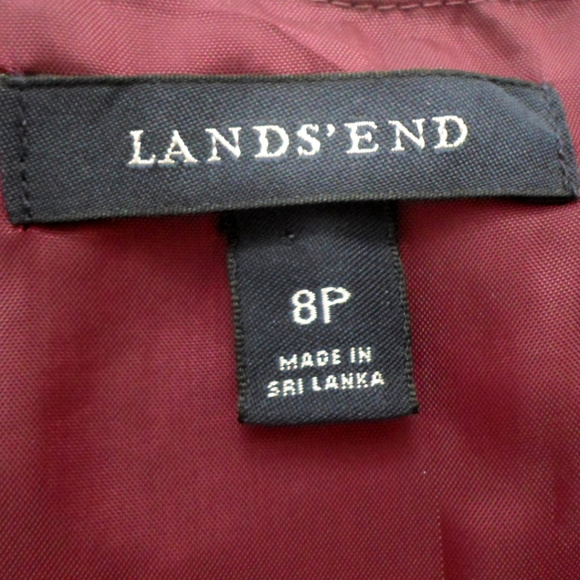 Lands End Fit Flare Purple Navy Paisley Dress V-Neck Sleeveless - Picture 5 of 5